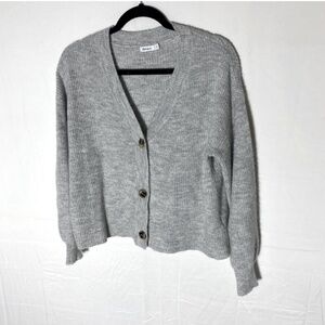 Reitmans Grey Oversized Cropped Button Up Knit Cardigan Sweater S